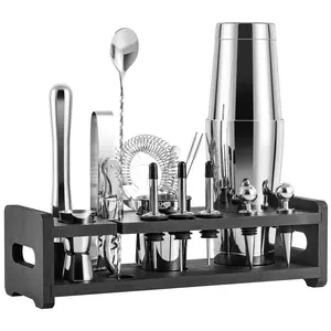 Wuyi Camol Fábrica Cocktail Shaker Set 23 peças Boston Stainless Steel Bartender Kit com suporte profissional Bar Ferramentas