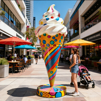 Estatua de Helado 3D Moderna y Personalizada de Fibra de Vidrio, Estatua de Resina para Decoración de Tiendas de Helados, Centros Comerciales y Exteriores