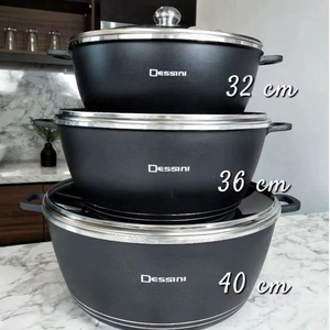 Juego de 6 Ollas Grandes Resistentes de 32/36/40 cm, Cacerola Antiadherente de <span class=keywords><strong>Aluminio</strong></span> Fundido a Presión con Tapa de Vidrio, Olla de Gran Capacidad - Product Image 1