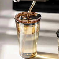 Grand gobelet en verre dégradé Aurora avec paille, tasse à café glacé pour la maison et le bureau