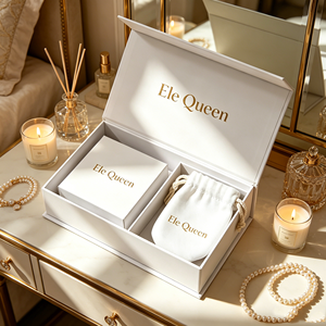 Luxurious Rectangle Rigid Cardboard Magnetic Jewelry <b>Box</b> with Custom Logo for Necklace and Bracelet Gift-EleQueen EQ3084 Drawer - Product Image 1