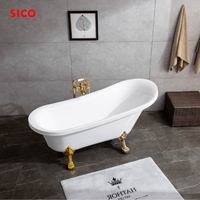 Baignoire Îlot Professionnelle sur Pieds à Pattes de Lion, Forme Bateau, Blanche