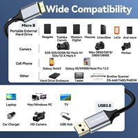 Cable de Carga USB A a Micro B para Disco Duro, Cable SATA Externo de Alta Velocidad para HDD/SSD, Compatible con Teléfono