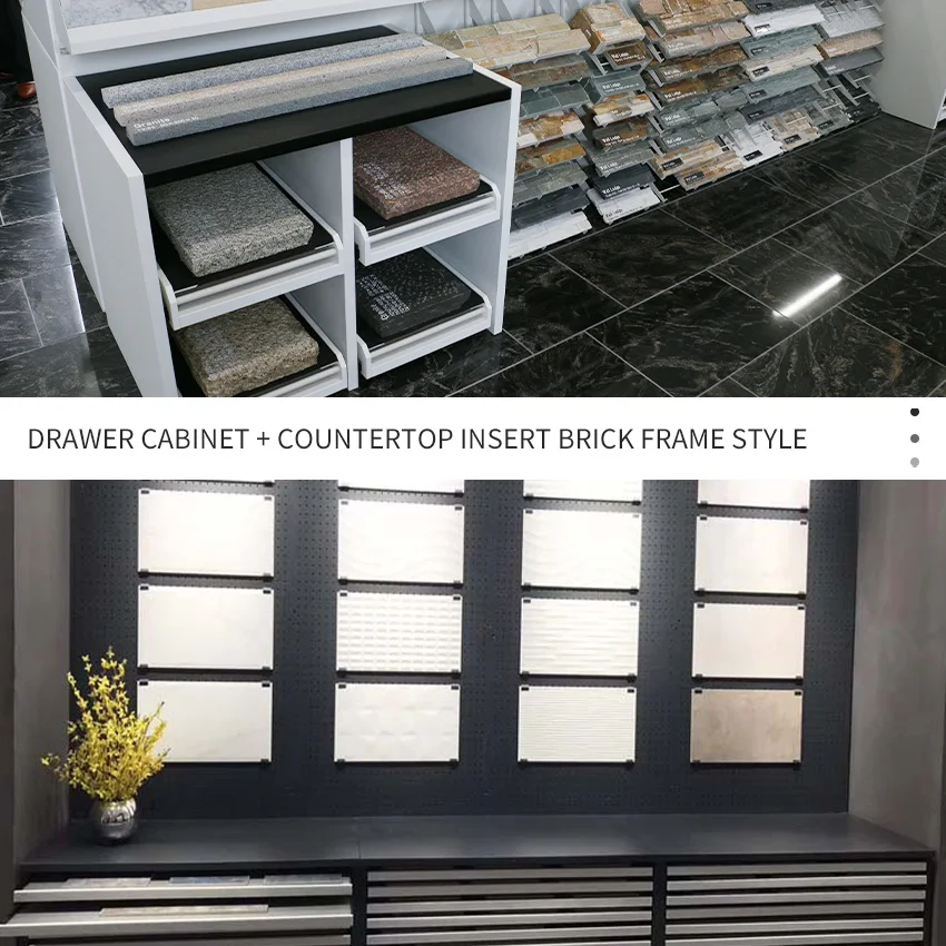 Exhibition Multifunctional Technical Walls Combined Drawer Granite Showroom Quartz Ceramic Tile Stone Display Cabinet Racks