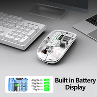 X11 Mouse tanpa kabel 2.4G BT5.2, Mouse bisnis kantor komputer penutup magnetik transparan dapat diisi ulang Mode ganda