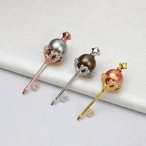 Pendentif Sceptre en Argent S925, Perle vide à traverser pour accessoires DIY, 10-11 mm, pour porte-monnaie, article 731, 25 mm - Product Image 2