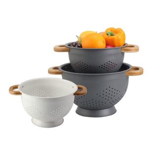 Passoire en métal avec manche en bois, grande passoire de cuisine en acier enduit de poudre, base stable - Product Image 6