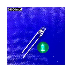 <span class=keywords><strong>LED</strong></span> Diodo Trasparente a Testa Rotonda Ultra Luminoso Verde 520-530nm 24000-26000mcd 30gradi 3mm 200mW 3.0-3.2V - Product Image 1