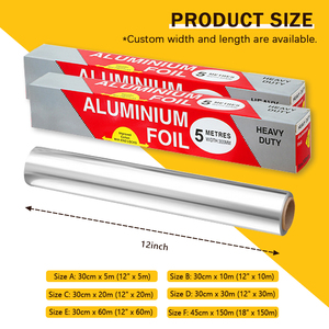 Papel de Aluminio de Alta Resistencia Qiangli - 12 Pulgadas, 10/15/20/25 Micras de Grosor - Grado Comercial y Extra Grueso, Suficientemente Resistente - Product Image 2