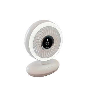 Ventilador portátil con luz LED, recargable por USB, 3-6 horas de duración de batería, motor de CC oscilante, para uso en escritorio, oficina o dormitorio. - Product Image 2