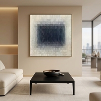 Wabi-Sabi peinture texturée Art mural abstrait neutre en toile peinte à la main minimaliste beige et bleu pour la décoration intérieure moderne