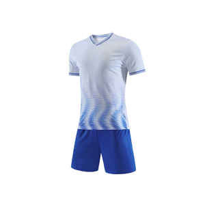 Seragam Sepak Bola Klub Jersey Modern Warna <span class=keywords><strong>Pink</strong></span> Dapat Disesuaikan Sublimasi Pewarna Rajutan Putih Biru Pakaian Sepak Bola Murah - Product Image 4