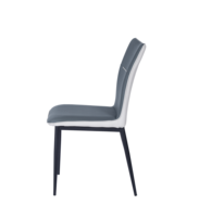 Chaise de salle à manger moderne en cuir véritable gris tissé gris italien pour salle à manger en acier inoxydable véritable blanc PU échantillon gratuit