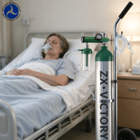 ZX DOT-Zertifizierte AA6061 Medizinische Aluminium-Gasflasche MD ME M90 M122 CGA870 Ventil Maßgefertigter Medizinischer Sauerstoffzylinder Hersteller