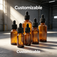 Botol Tetes Kaca Transparan Amber 30ml 50ml 100ml dengan Logo Kustom Grosir untuk Minyak Esensial dan Kosmetik