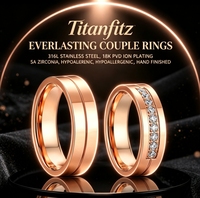 Titanfitz Bague de mariage plaquée or rose 18 carats en acier inoxydable 316L, bagues de promesse pour couple, zircone 5A, hypoallergéniques, pour lui et pour elle