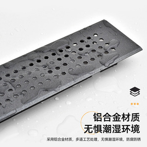 Rejilla de Ventilación de Aleación de Aluminio 50x200mm Gris para Panel de Puerta de Armario, Instalación sin Taladro - Product Image 1