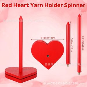 Wooden Yarn Rack <b>Heart</b> Shaped Rotatable Spool Stand Desktop Knitting Tool Red Durable - Product Image 5