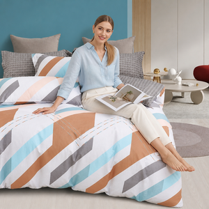 Poland Local Stock Cotton <b>Bedding</b> <b>Set</b> Queen Size Bold Diagonal <b>Stripe</b> 3 Piece Duvet Cover EU Dropshipping - Product Image 2