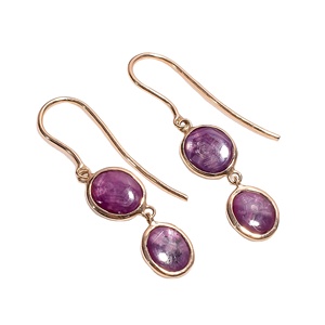 Handmade 14K Yellow Gold Ethnic Studs Love & Hearts Natural Ruby Trapiche Hoop <b>Earrings</b> - Product Image 2