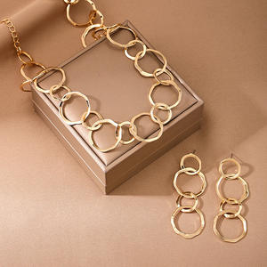 Metal Irregular Circle Mujer Collar Pendientes Conjunto de joyas - Product Image 3