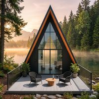 Villa Modulaire Préfabriquée de Luxe au Design Européen Moderne, Type A-Frame, 20ft 40ft, Maisonnette Portable avec Terrasse et Panneaux Sandwich