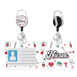 Porte-badge horizontal pour infirmière, imprimé UV double face, avec clip rotatif à 360 degrés et clip à dégagement facile en époxy, vente en gros usine, parfait - Product Image 1