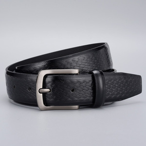 เข็มขัดหนังแท้ลายนูนสำหรับผู้ชาย สีน้ำตาล หนังวัว หัวเข็มขัดโลหะผสม ใช้ได้ทั้งลำลองและธุรกิจ ทนทาน ขนาดกว้าง 3.0 ซม. ผลิตจากโรงงานเวินโจว - Product Image 4