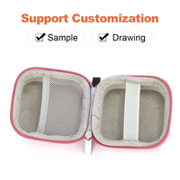 Portable en forme de carré pour coque dure rose EVA étui à fermeture éclair étanche voyage étui de rangement avec compartiment pour écouteurs