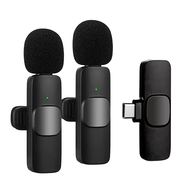 Wholesale K9 Professional Lavalier Wireless Microphone 2-in-1 2.4GHz Vlog Mini C Noise Cancelling Lightweight for Mobile Phone