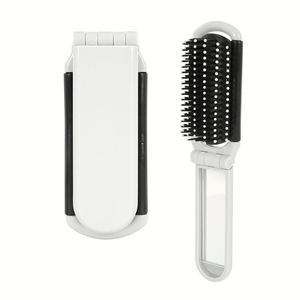 <b>Hot</b> Sale Custom Logo Printed New Design Top Quality Fashion Fold Portable Ribs Shape Hair Brush <b>Comb</b> With Mirror - Product Image 2