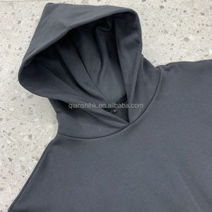 Sweats à capuche d'hiver noirs hommes fabricants de haute qualité 500 Gsm 100% coton français éponge poids lourd sweat à capuche court hommes - Product Image 6