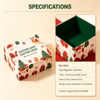 Boîte cadeau magnétique personnalisée pour Noël, design festif Père Noël, intérieur vert, boîte rigide pour emballage de coffret cadeau de Noël