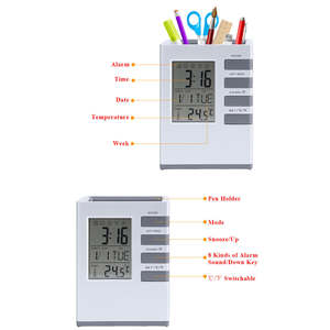 Porte-stylo de bureau numérique électronique <span class=keywords><strong>en</strong></span> plastique, cadeau promotionnel pour étudiants, avec réveil, <span class=keywords><strong>calendrier</strong></span> et fonction snooze - Product Image 3
