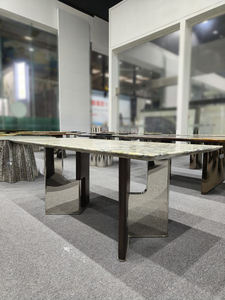 Elegantes muebles de mármol verde claro, mesas de comedor de piedra de gama alta para hoteles y espacios residenciales, piezas de lujo hechas a medida - Product Image 4