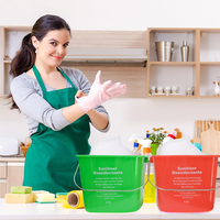 Ember Plastik Besar Merah 8 6 3 QUART Portabel Persegi Pembersih Dapur Sanitizer Ember Sanitasi NO.8306