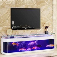 Support TV personnalisé en verre rectangulaire transparent avec éclairage LED, table de présentation, accessoire pour aquarium