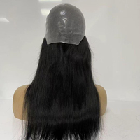 Perruque complète en PU ultra-fin pour femme, cheveux humains vierges noirs, perruque médicale en stock pour femme