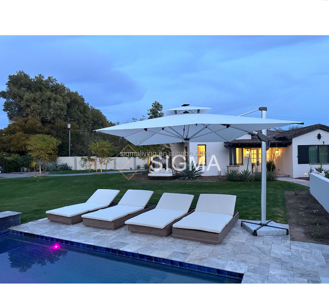 Patio Outdoor Furniture Factory Custom Sunbed Fabric All Weather Waterproof Outdoor Teak Wooden Sun Lounger