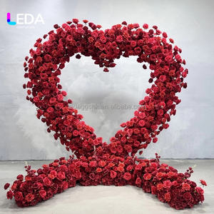 Arche de mariage en forme de cœur en fleurs de soie douces faites à la main, blanche/rouge, couleur et taille personnalisées pour mariage, Saint-Valentin, Nouvel An - Product Image 3