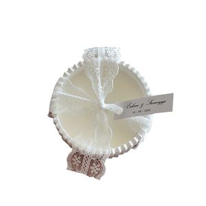 LANJO Elegant Aromatherapy White Lace Scented Soy <b>Wax</b> <b>Candle</b> with Custom Name Label for Wedding Favor and Party Events - Product Image 4