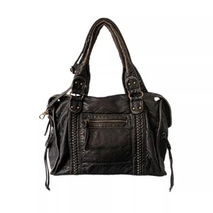 <span class=keywords><strong>Sac</strong></span> bandoulière messager grande capacité pour femme, style vintage rétro européen-américain, en toile délavée, multi-poches, avec fermeture éclair, idéal pour l'été et la moto - Product Image 5