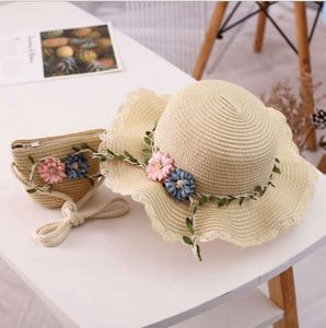 Sombrero de Paja Estilo Bohemio para Niñas con Flores y Bordado 3D, Lindo Sombrero de Protección Solar para Playa, Verano, Deportes y Viajes - Product Image 3