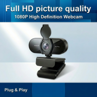Kamera Web PC HD 1080P dengan Mikrofon Penutup Webcam Melingkar untuk Perlindungan Privasi Webcam USB Plug and Play