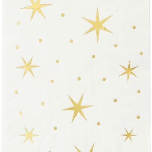 Serviettes en papier imprimées étoiles dorées, 20 pièces, 2 plis, jetables, pour fêtes d'anniversaire - Product Image 3