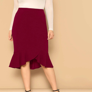 กระโปรงเข้ารูปสีดำสำหรับผู้หญิงกระโปรงเซ็กซี่แต่งระบายสำหรับใส่ไปทำงานงานประชุมคาเฟ่ - Product Image 2