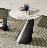 Table d'appoint créative en acier inoxydable de luxe léger avec dessus en marbre Salon Canapé d'hôtel Petite table ronde Table d'angle design