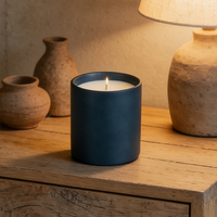 Bougie cylindrique en céramique bleu clair, personnalisée, moderne, en cire de soja, aromathérapie, faite à la main, grande taille, 40-60H, vente en gros