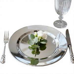 Handmade Eco-Friendly Modern Stainless Steel Dinner Charger Plate <b>Mirror</b> Finish Decorative Serving <b>Tray</b> Dishwasher Safe Dining - Product Image 5