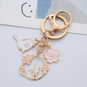 En stock, nouveau porte-clés mignon en forme de lapin porte-bonheur, fleur de cerisier, porte-clés en métal 3D émaillé kawaii pour femmes, sac à dos - Product Image 3